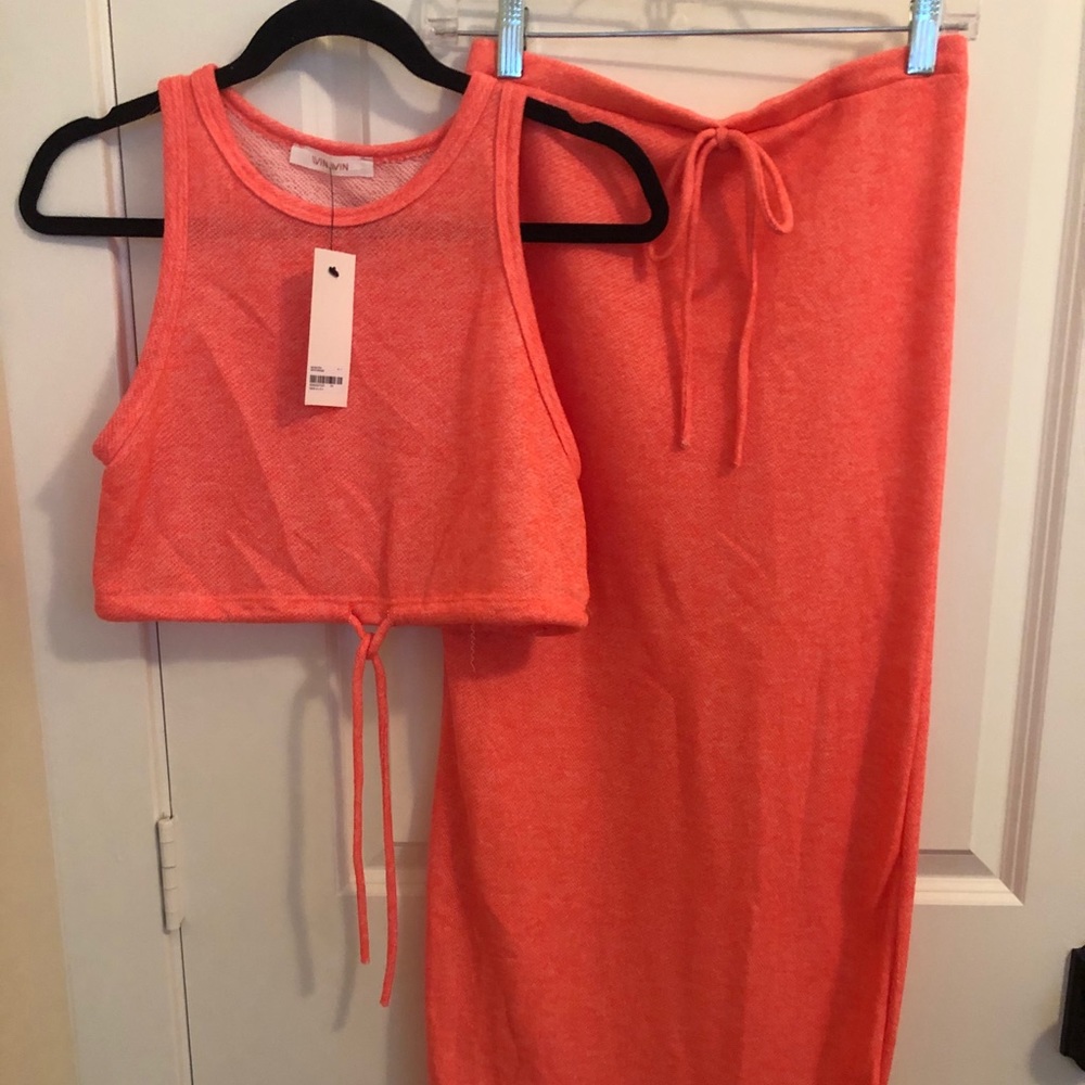 Skirt and Crop Top - neon - never worn